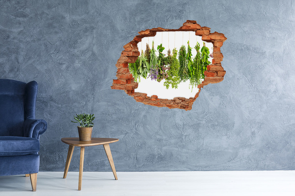 Hole wall sticker Green oasis with herbs