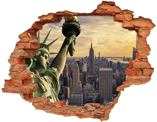 Hole wall sticker New York with a view of the Statue of Liberty