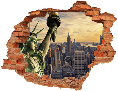 Hole wall sticker statue of Liberty