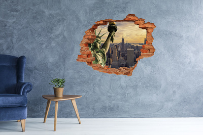 Hole wall sticker statue of Liberty