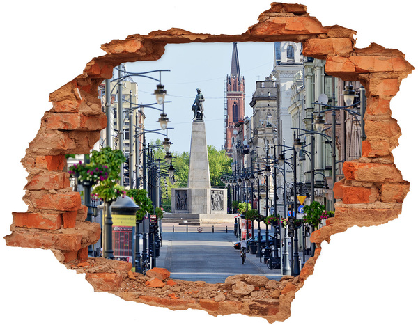 Hole wall sticker Street with a monument