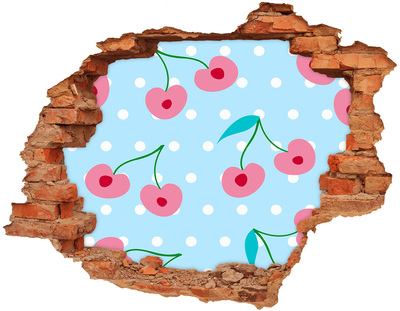 Hole in the wall sticker Fruit pattern on a blue background