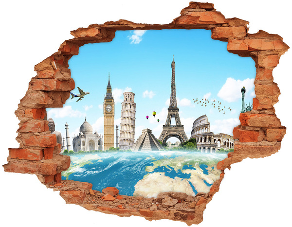 Hole in the wall sticker Great monuments of the world