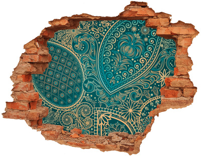 Hole wall sticker Green boho pattern
