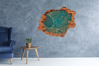 Hole wall sticker Green boho pattern