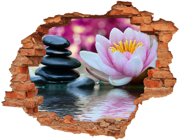 Hole in the wall decal Flowers and stones in a zen garden