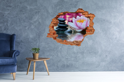 Hole in the wall decal Flowers and stones in a zen garden
