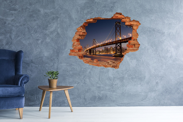 Hole in the wall decal San Francisco Bridge at Night