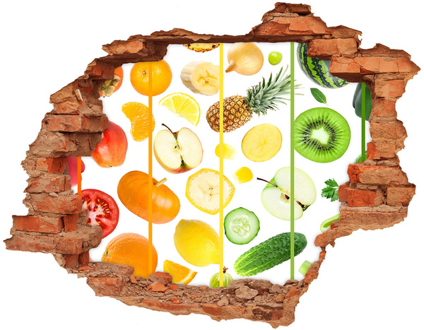 Hole in the wall decal Fresh fruit in concrete
