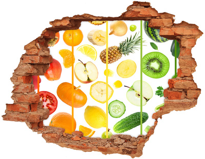 Hole in the wall decal Fresh fruit in concrete