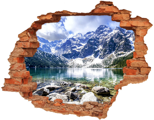 Hole in the wall sticker Mountain landscape with a lake