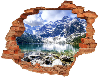 Hole in the wall sticker Mountain landscape with a lake