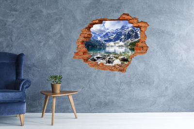Hole in the wall sticker Mountain landscape with a lake