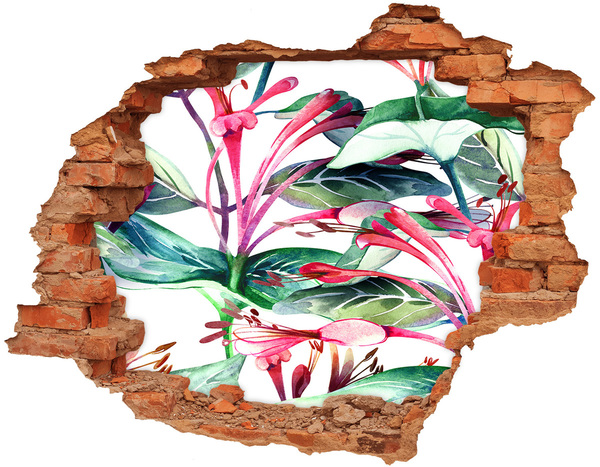 Hole in the wall decal Flower garden behind the wall