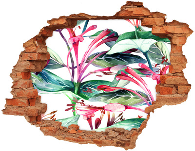 Hole in the wall decal Flower garden behind the wall