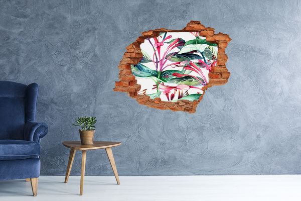 Hole in the wall decal Flower garden behind the wall