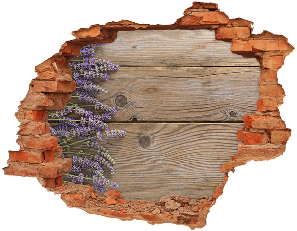 Hole in the wall sticker Lavender flowers in a wooden box