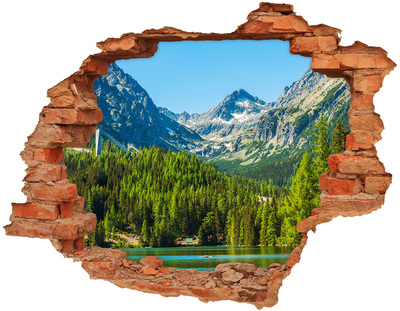 Hole in the wall decal Lake in the mountains