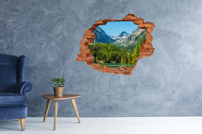 Hole in the wall decal Lake in the mountains