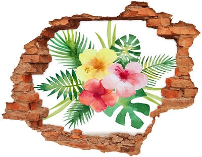 Hole in the wall decal Hawaiian flowers