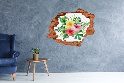 Hole in the wall decal Hawaiian flowers