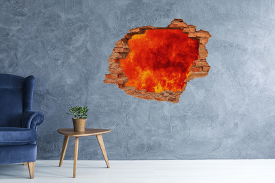 3D wall hole wallpaper Flames