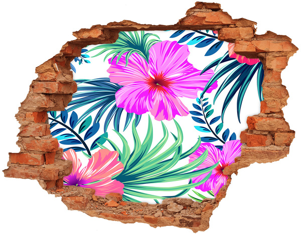 Hole in the wall sticker Hawaiian flowers