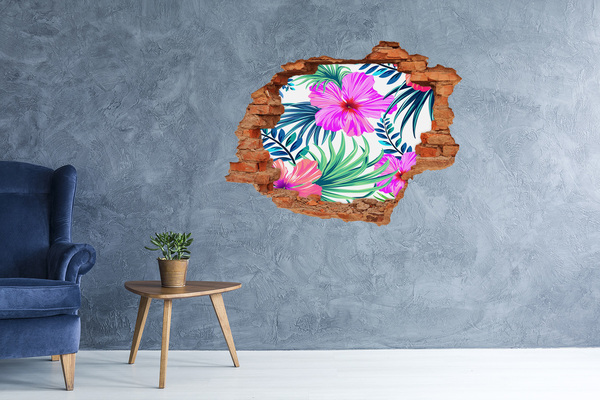 Hole in the wall sticker Hawaiian flowers