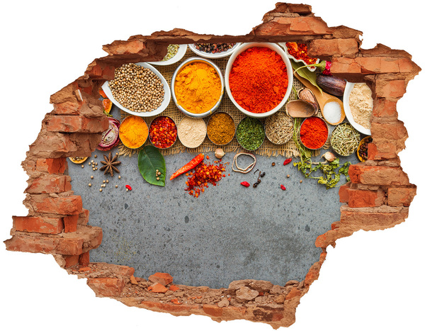 Hole wall sticker A kitchen full of spices