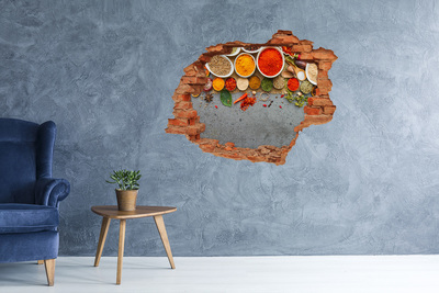 Hole wall sticker A kitchen full of spices