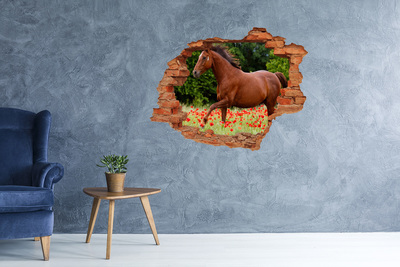 Hole in the wall sticker A horse in the field of poppies