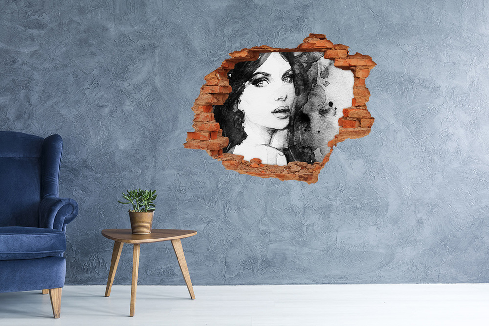 Hole in the wall decal Woman Portrait