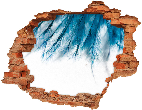 3D wall hole Blue feathers in concrete