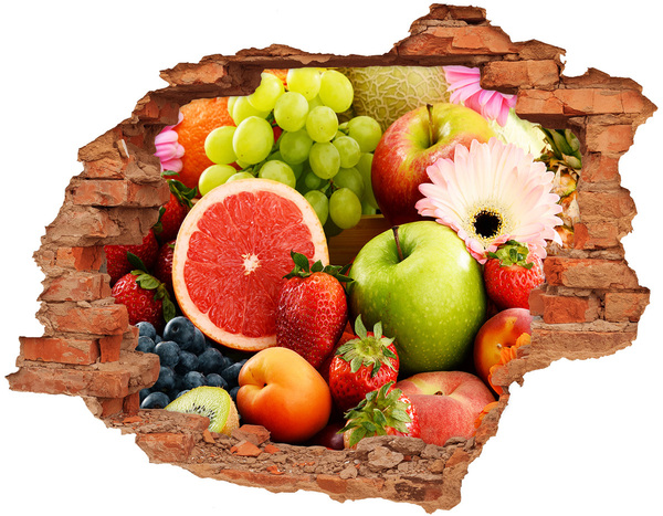 Hole wall sticker Fresh fruit in a hole in the wall