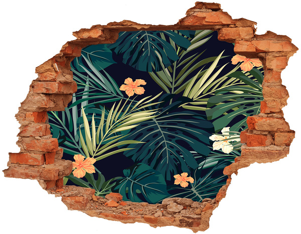 Hole in the wall sticker Tropical leaves