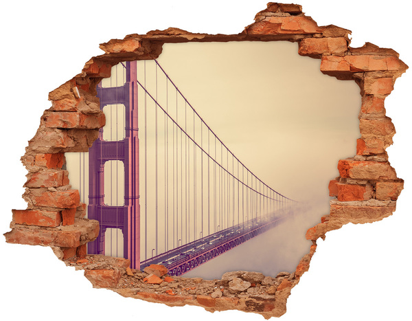 Hole in the wall sticker Golden Gate Bridge in the clouds