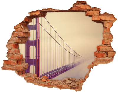 Hole in the wall sticker Golden Gate Bridge in the clouds