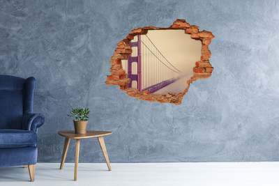 Hole in the wall sticker Golden Gate Bridge in the clouds