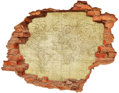 3D wall hole wallpaper Old map of the world