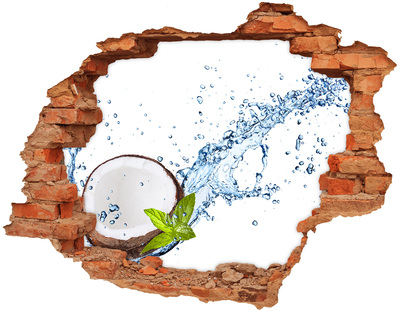 Hole wall sticker Coconut Oasis with a Waterfall