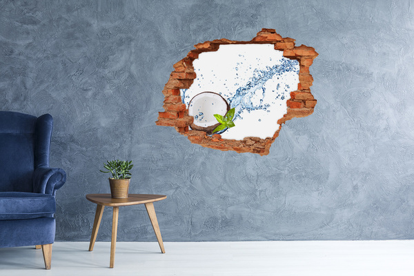 Hole wall sticker Coconut Oasis with a Waterfall