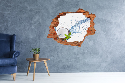 Hole wall sticker Coconut Oasis with a Waterfall