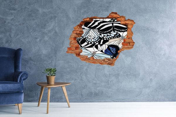 Hole wall sticker Butterflies in a colorful composition