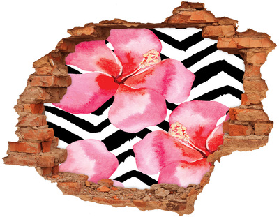 Hole in the wall decal Hawaiian flowers