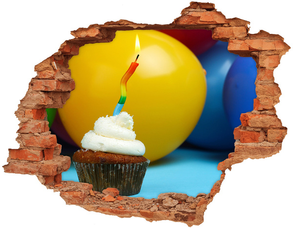 Hole in the wall decal Birthday cupcake