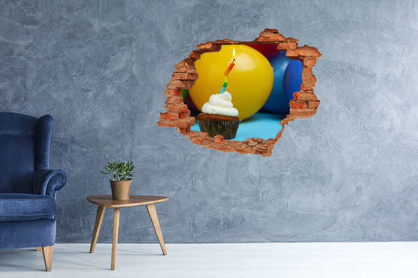 Hole in the wall decal Birthday cupcake