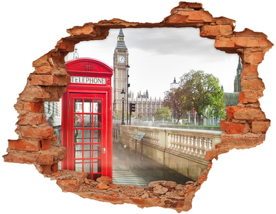 Hole wall sticker View of London through a hole in the wall