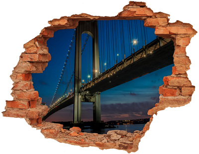 Hole in the wall decal The bridge in the night scenery