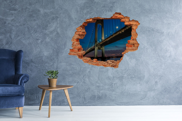 Hole in the wall decal The bridge in the night scenery