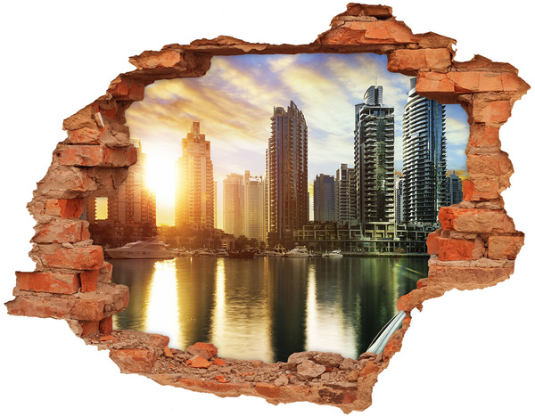 Hole in the wall decal A modern city by the water